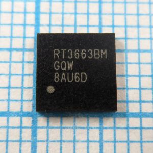 RT3663BMGQW RT3663BM - ШИМ-контроллер с двумя выходами и 3 встроенными драйверами для питания мобильного процессора AMD