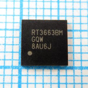 RT3663BMGQW RT3663BM - ШИМ-контроллер с двумя выходами и 3 встроенными драйверами для питания мобильного процессора AMD