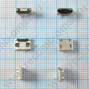 Разъем Micro USB 2.0 - B type - Horizontal - 5 pins - Bottom mount - Surface mount - 2.35mm profile - USB3075