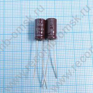 25V 100uF 6x11mm KY - Электролитический конденсатор