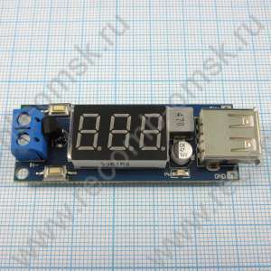 Понижающий DC-DC преобразователь c вольметром CN1509 Uвх.=3.5-40В, Uвых.=5В USB, Imax=2A