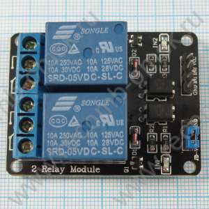 Модуль реле 2 канальное 5В с опторазвязкой