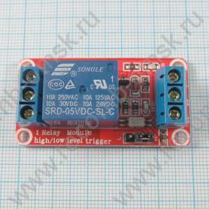 Модуль реле 1-канальный DC 5V АС250В, 10А с опторазвязкой